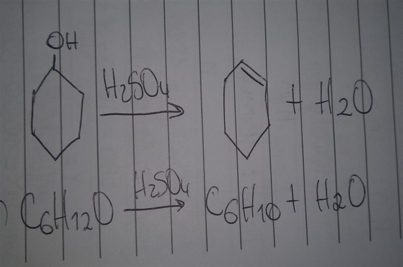 3mL of cyclohexanol (density = 0.9624 g/mL, Molecular weight = 100.158 g/mol) reacts-example-1