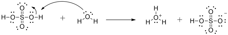 Draw a mechanism for the protonation of water in sulfuric acid. Write out the structures-example-1