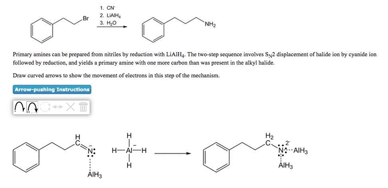 Primary amines can be prepared from nitriles by reduction with LiAlH4. The two-step-example-1