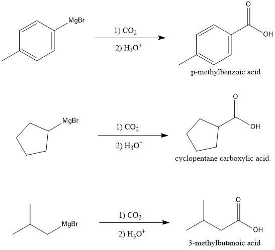 Which acid could not be prepared by treating a Grignard reagent with CO2? a. p-methylbenzoic-example-1