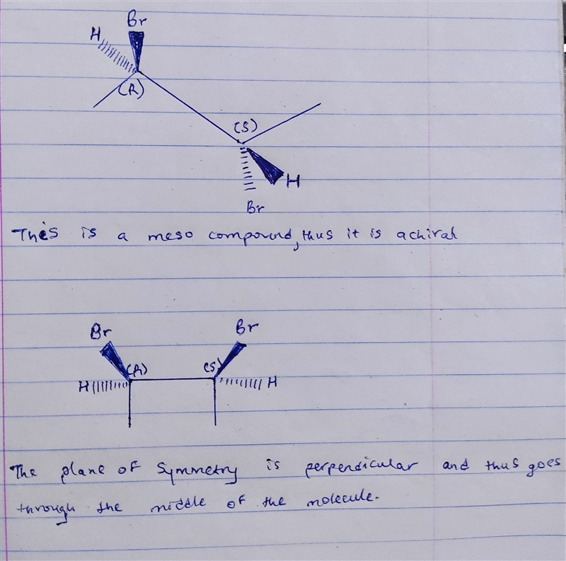 Draw the correct structure(s) for (2R,3S)‑2,3‑dibromobutane. Show stereochemistry-example-1