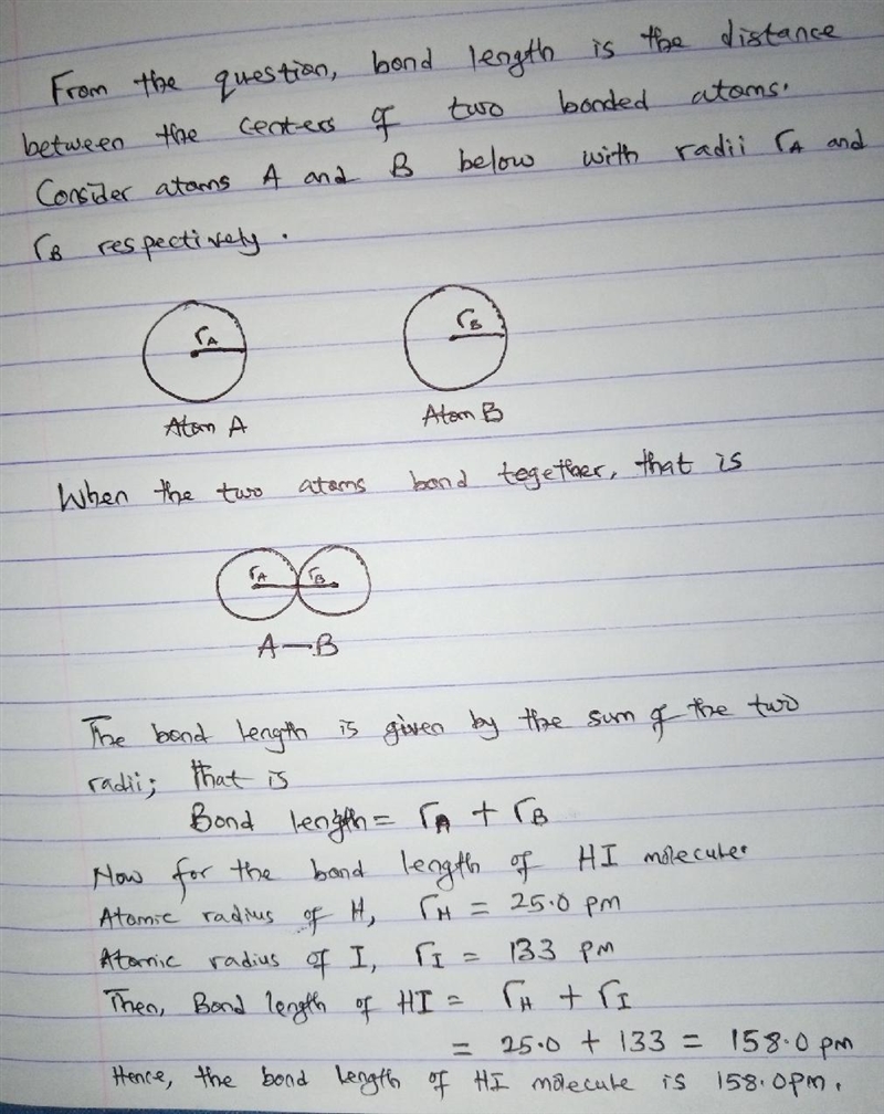 Bond length is the distance between the centers of two bonded atoms. On the potential-example-1