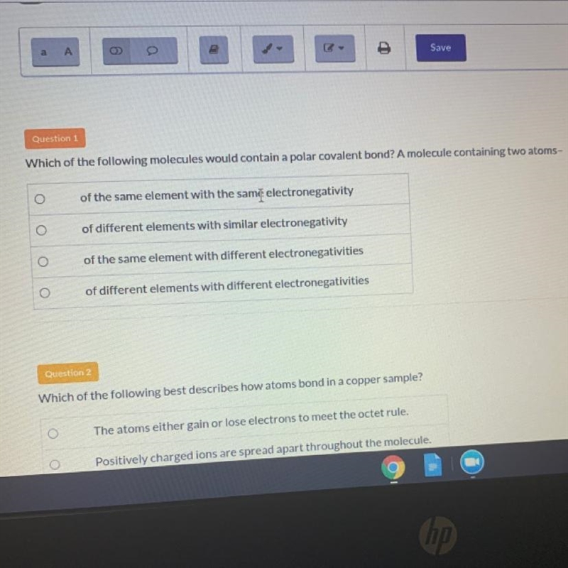 Which of the following molecules would contain a polar covalent bond? A molecule containing-example-1