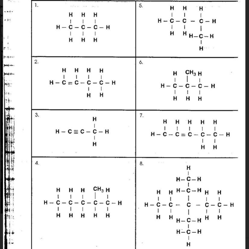 Help! Especially 2, 3 and 7 (naming hydrocarbons)-example-1