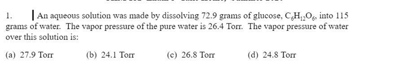 An aqueous solution was made by dissolving 72.9 grams of glucose, C6H12O6, into 115 grams-example-1