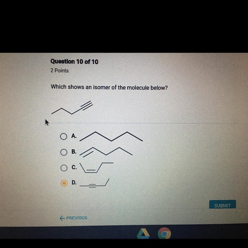 Which shows an isomer of the molecule below?-example-1