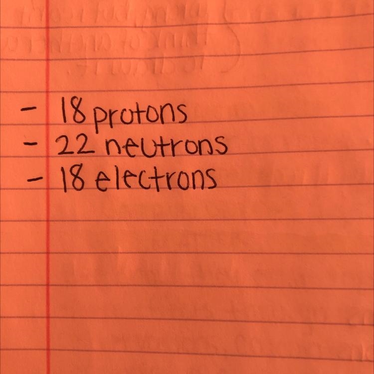 18 protons 22 neutrons 18 electrons how do i draw this ? please help ASAP.-example-1