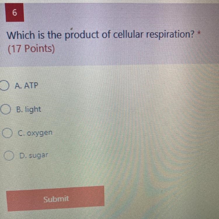 Which is the product of cellular respiration?-example-1