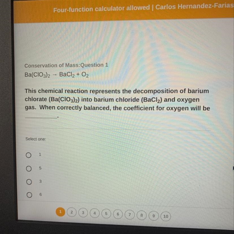 When correctly balanced the coefficient for oxygen will be..-example-1