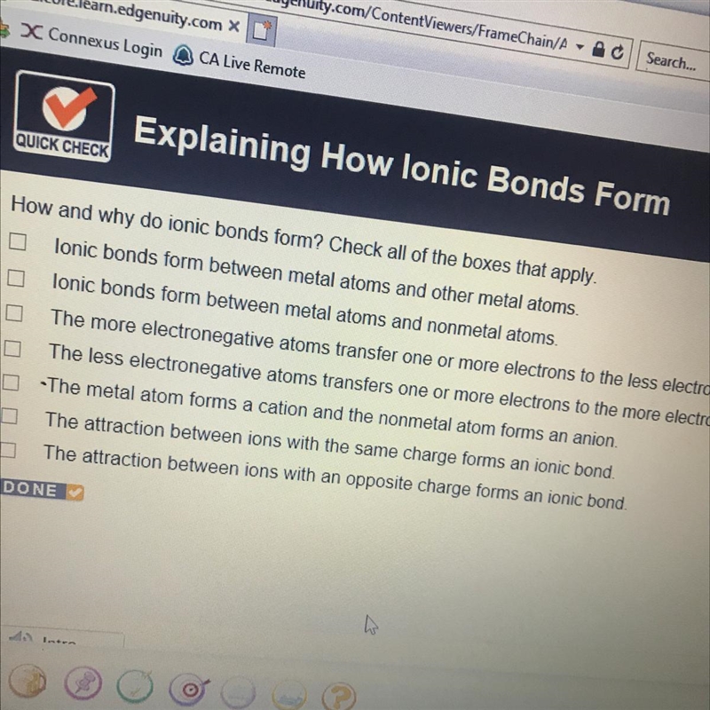 Now Selec BI Toda OOOOOO How and why do ionic bonds form? Check all of the boxes that-example-1