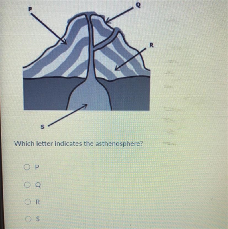 Which letter indicates the asthenosphere-example-1