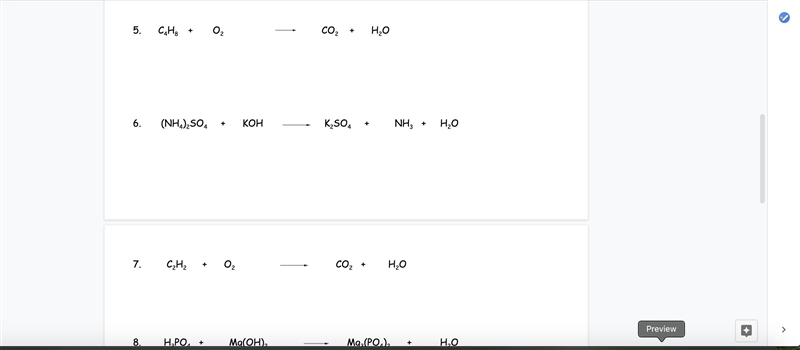 balance the following equations show the number of atoms for each element in each-example-2