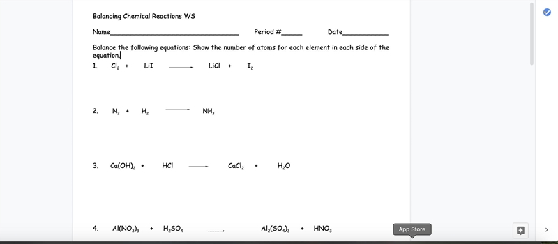 balance the following equations show the number of atoms for each element in each-example-3