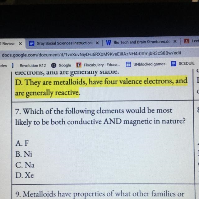 Which of the following elements would be most likely to be both conductive AND magnetic-example-1