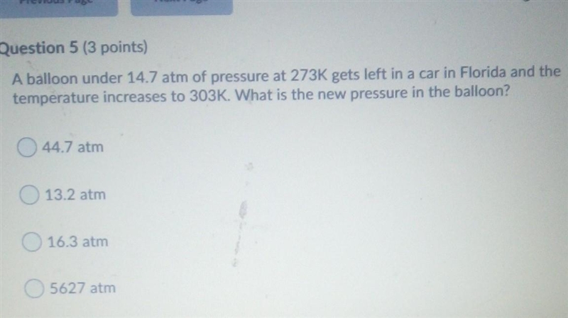 A balloon under 14.7 atm of pressure at 273K gets left in a car in Florida and the-example-1