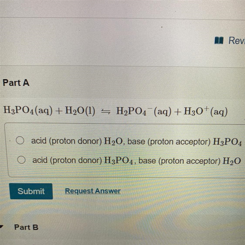 In each of the following equations identify the acid and the base for the reactants-example-1