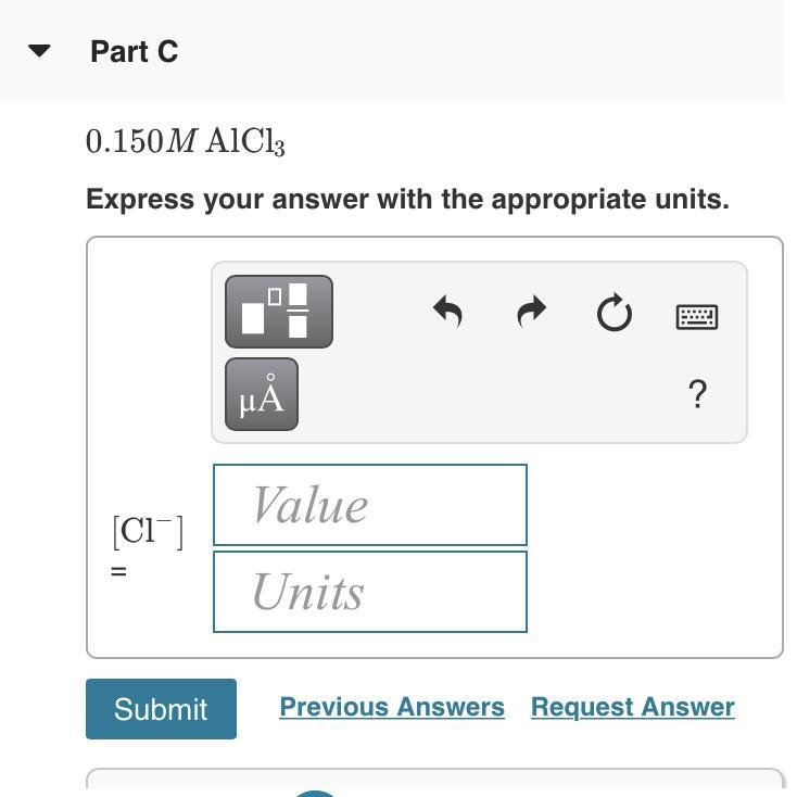 What is the molarity in Cl- in each solution? Part A) 0.160 M NaCl Part B) 0.180 M-example-1