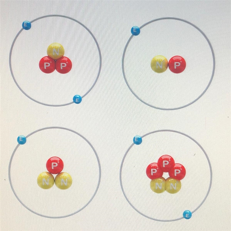 Select the atomic models that belong to the same element.-example-1