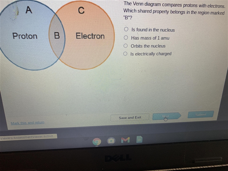 The Venmo diagram compares protons with electrons. Which shared property belongs in-example-1