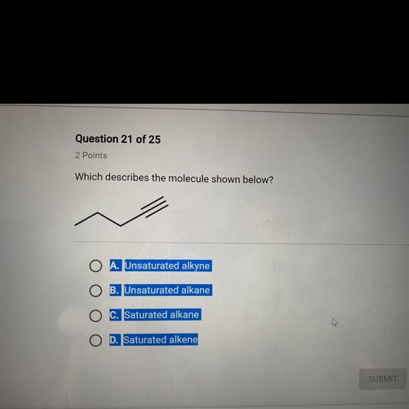 PLZ HELP!!!!!! Which describes the molecule below????!?-example-1