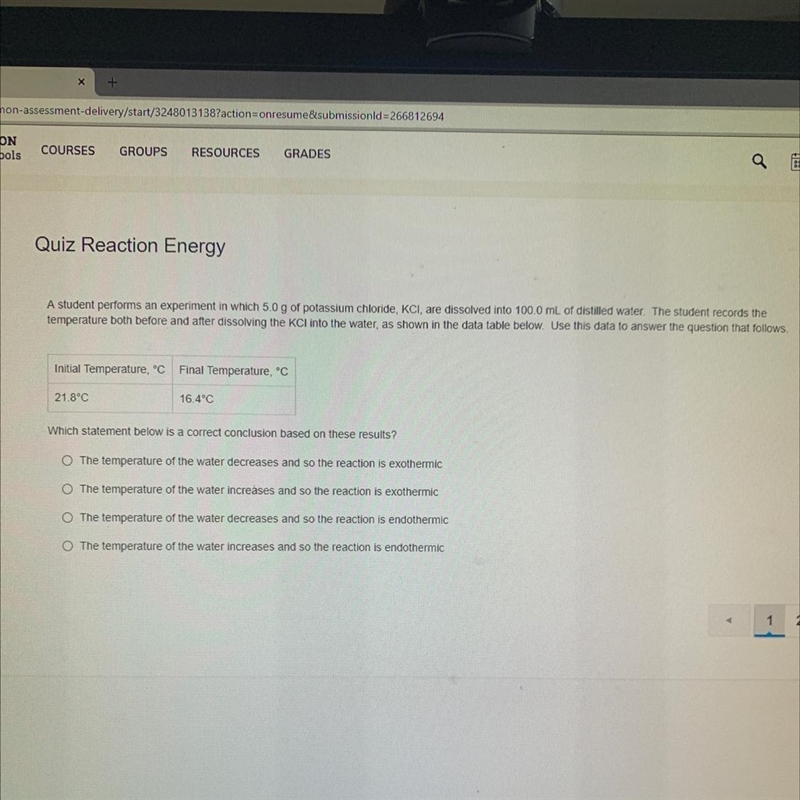 A student performs an experiment in which 5.0 g of potassium chloride, KCI, are dissolved-example-1