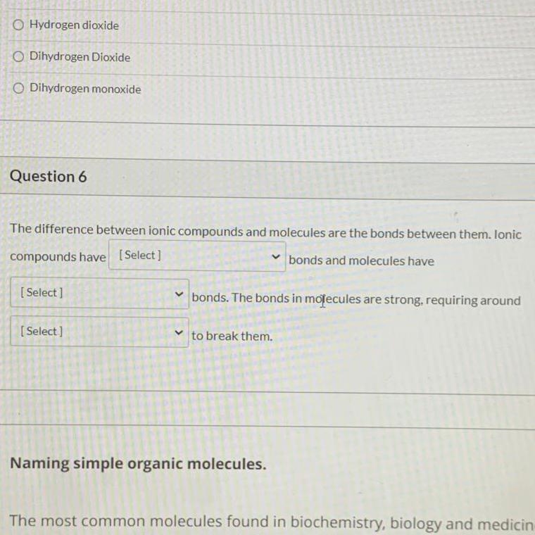 First two drop down menus choices: 1. treasury 2. ionic 3. matrimonial 4. covalent-example-1