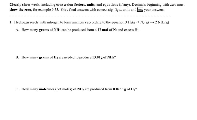 PLEASE HELP ASAP! Hydrogen reacts with nitrogen to form ammonia according to equation-example-1