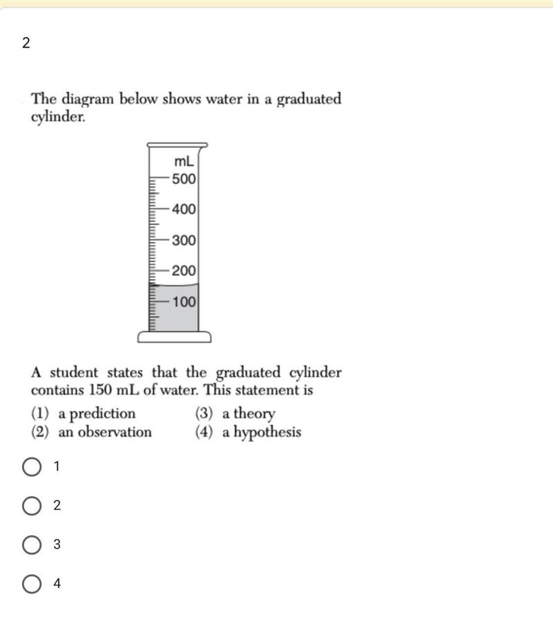 A student states that the graduated cylinder contains 150 mL of water his statement-example-1