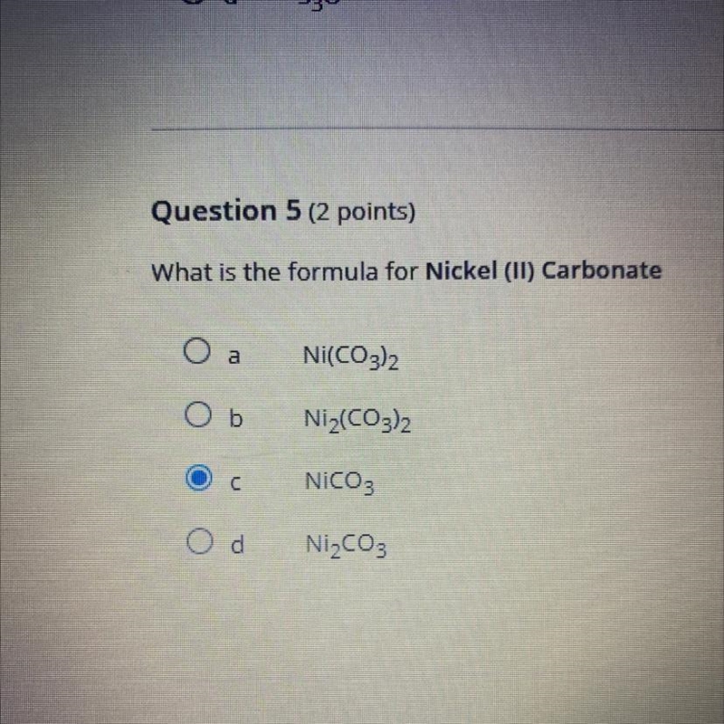 What is the formula for nickel (II) carbonate-example-1