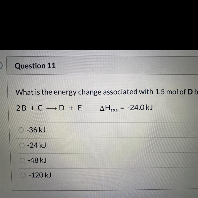 What is the energy change associated with 1.5 mole of D being formed? ￼-example-1