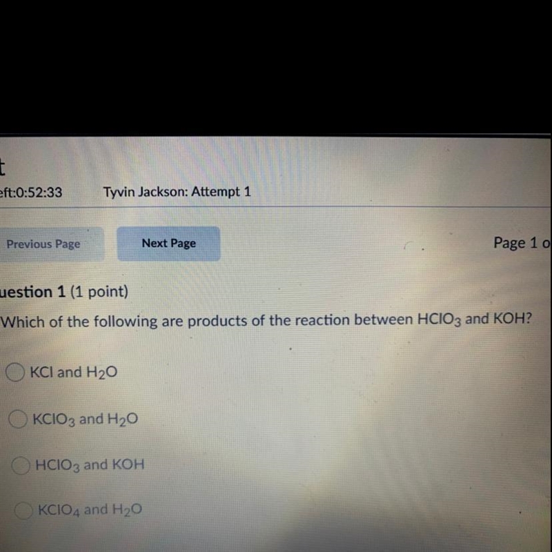 What is the product of the reaction between HCIO3 and KOH-example-1