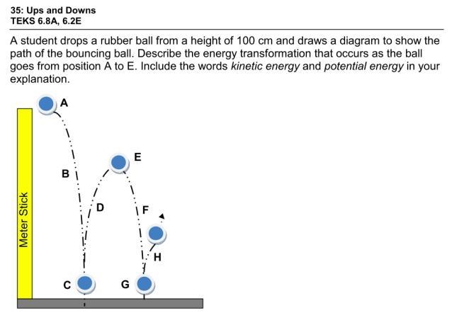 A student drops a rubber ball from a height of 100cm and draws a diagram to show the-example-1