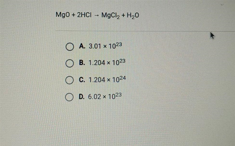 How many molecules of HCI would react with 1 mol of MgO? ​-example-1