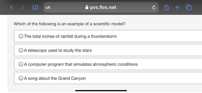 Which of the following is an example of a scientific model???-example-1