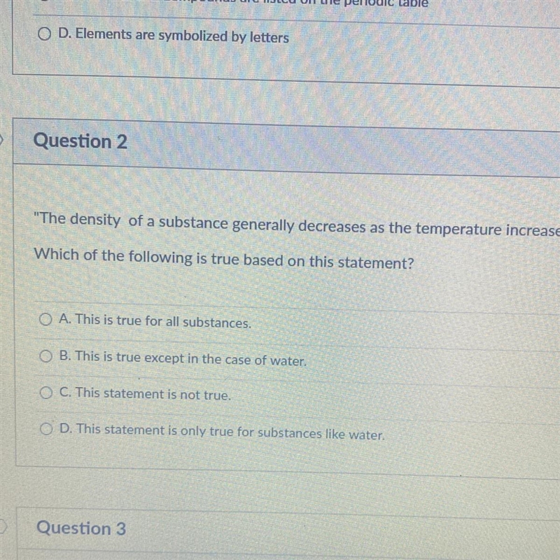 “the density of a subtance generally decreases as the temperature increases”-example-1