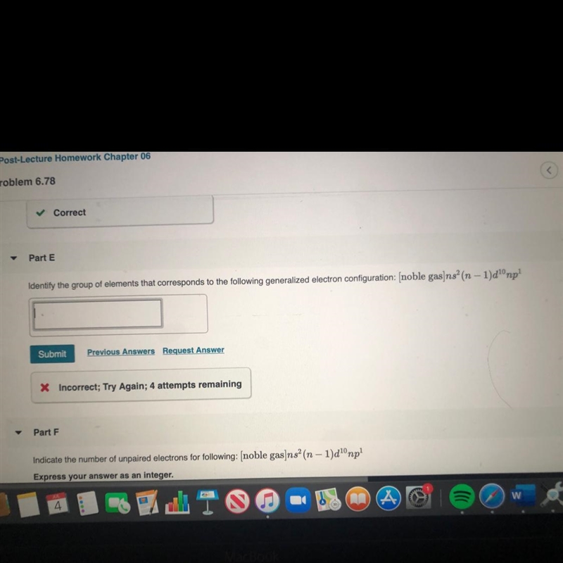 Part E Identify the group of elements that corresponds to the following generalized-example-1