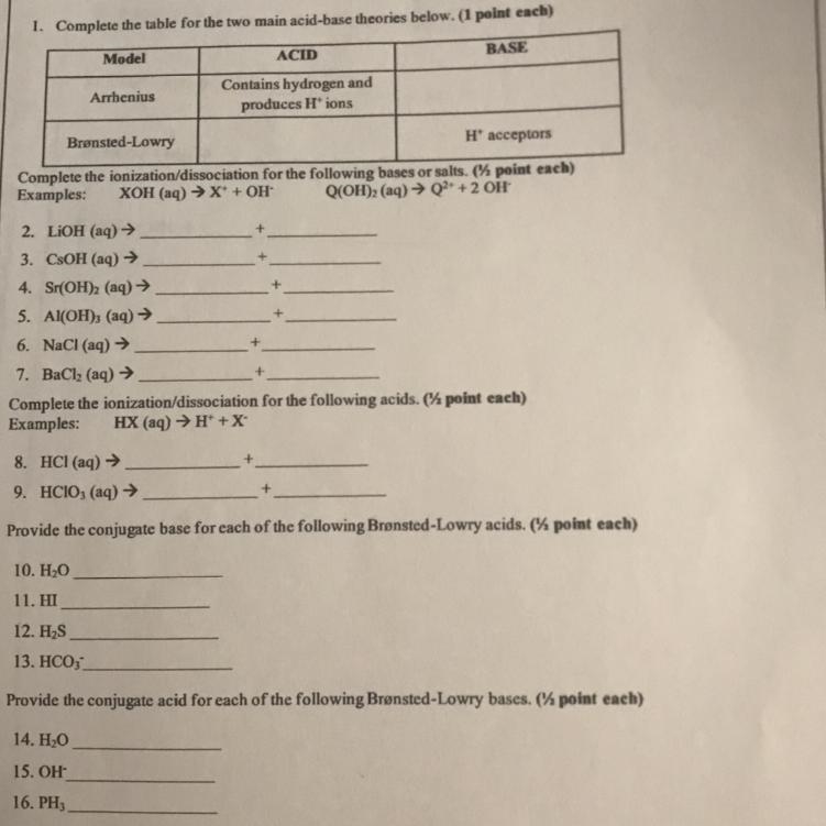 Need help. Acids and Bases Reactions.-example-1