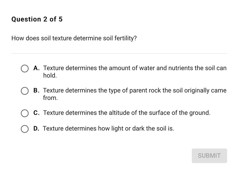 How dose soil texture determine soil fertility? Which of the anserws are correct PLZZZ-example-1