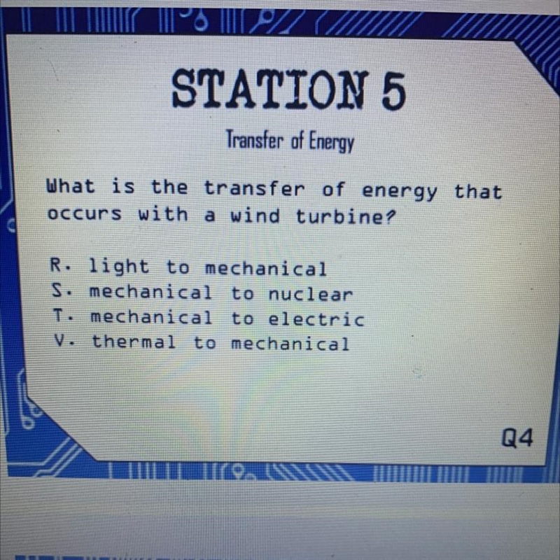 Transfer of Energy What is the transfer of energy that occurs with a wind turbine-example-1