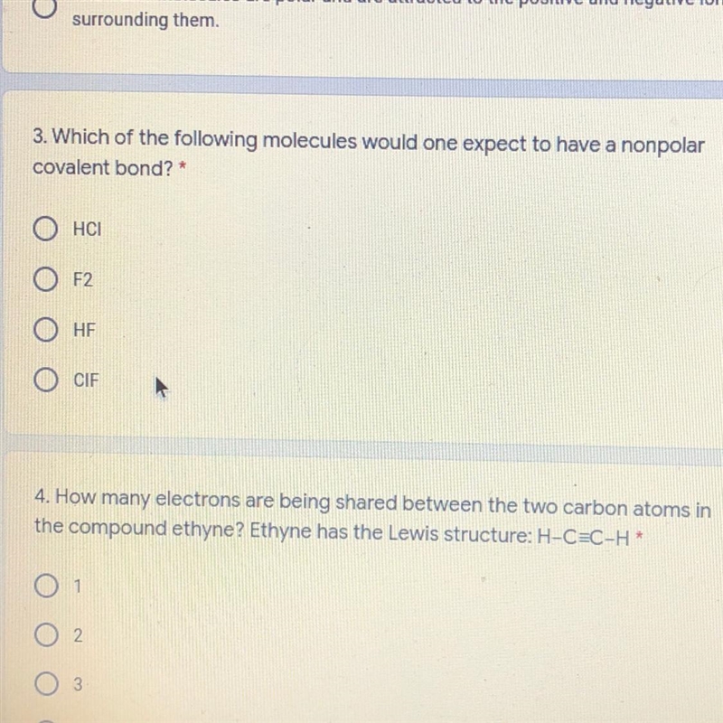 3. Which of the following molecules would want except to have a nonpolar covalent-example-1