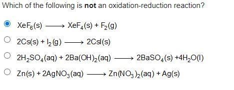 PLEASE HELP IM TIMED Which of the following is not an oxidation-reduction reaction-example-1