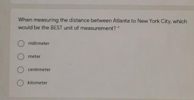 When measuring the distance between Atlanta to New York City, which would be the BEST-example-1