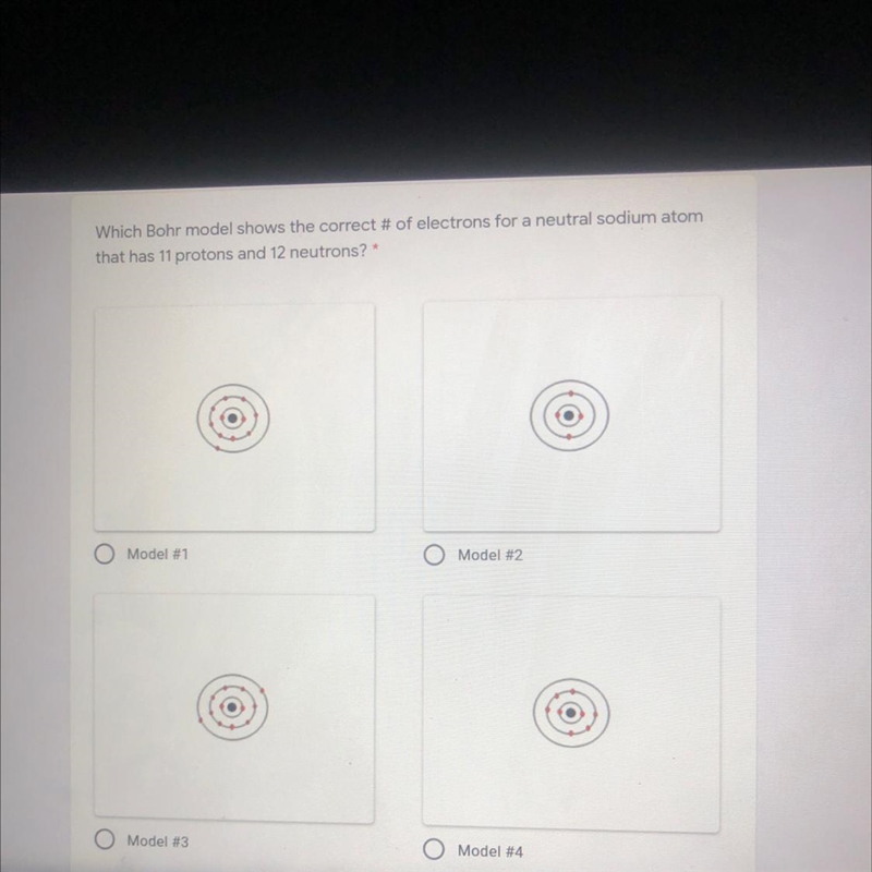 Which Bohr model shows the correct # of electrons for a neutral sodium atom that has-example-1