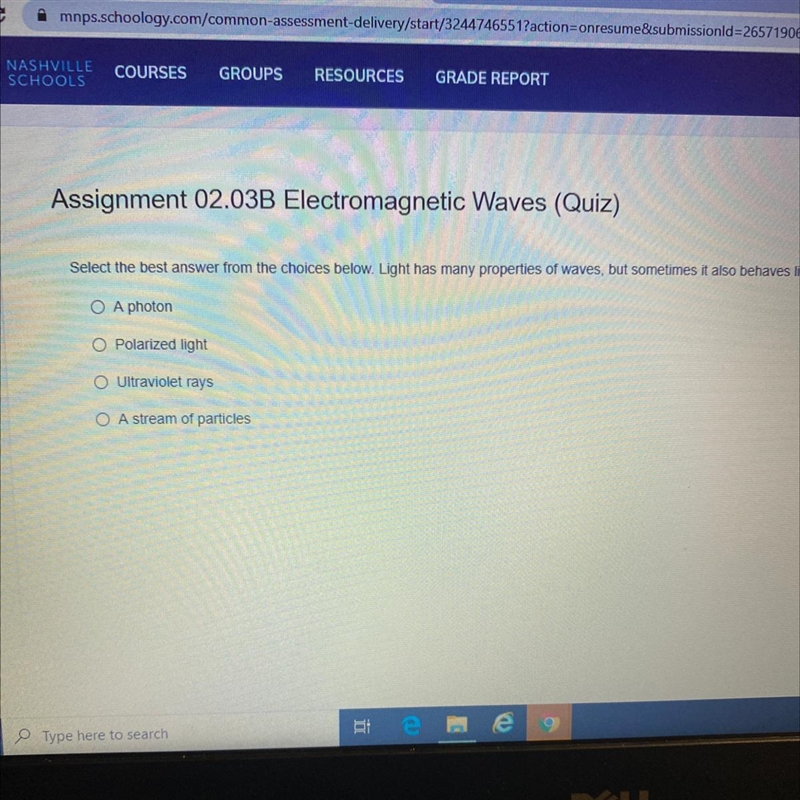 Select the best answer from the choices below. Light has many properties of waves-example-1