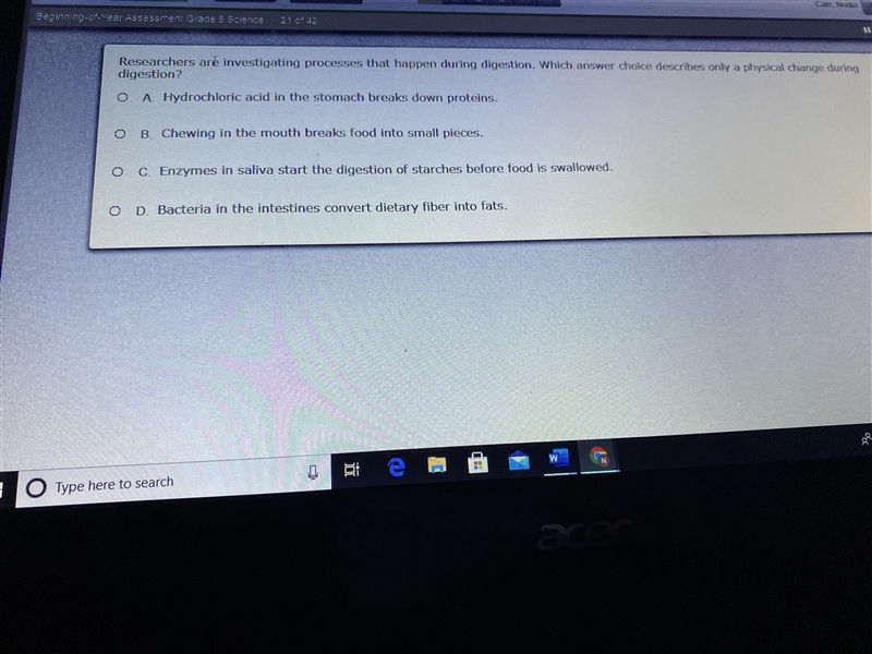 Researchers are investigating processes that happen during digestion. Which answer-example-1