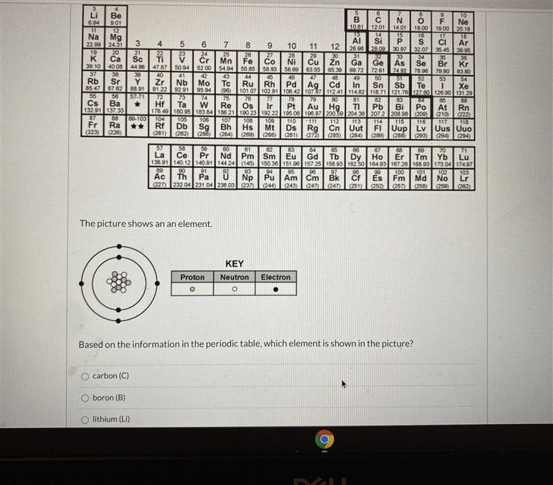 The picture shows an element. Based on the information in the periodic table which-example-1