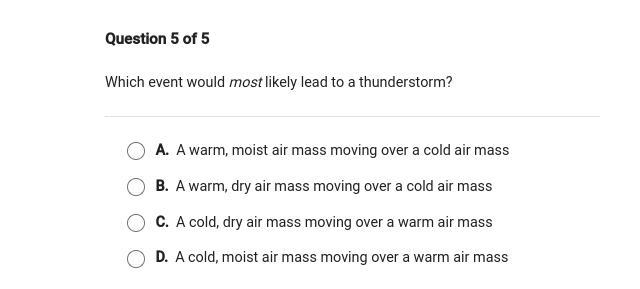 Which event would most likely lead to a thunderstorm g i v i n g b r a i n l e s i-example-1