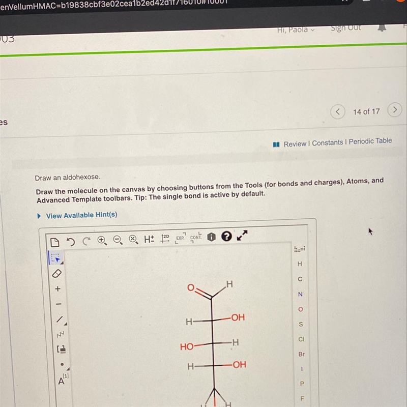 Draw an aldohexose.-example-1