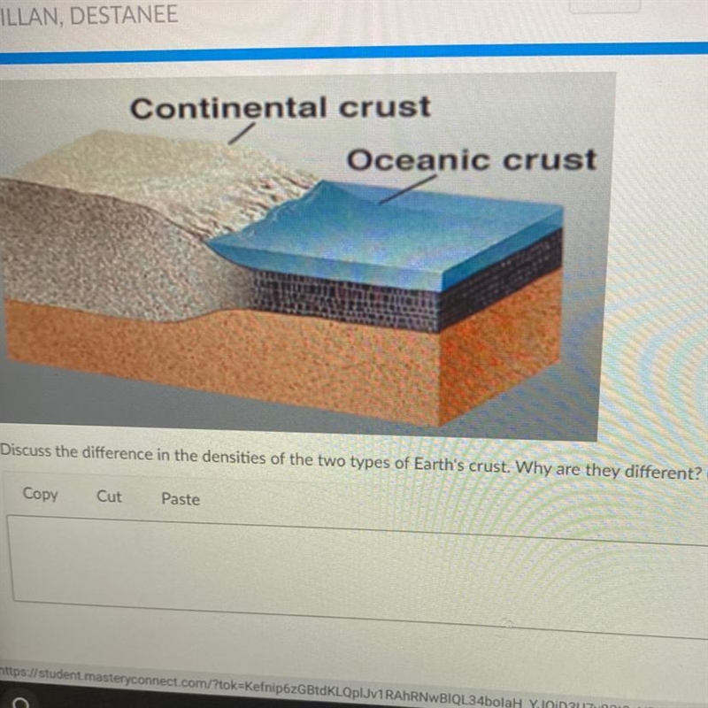 What is the differences in the densities of the Continental crust and the oceanic-example-1