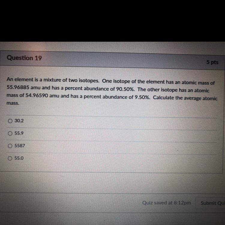 An element is a mixture of two isotopes. One isotope of the element has an atomic-example-1